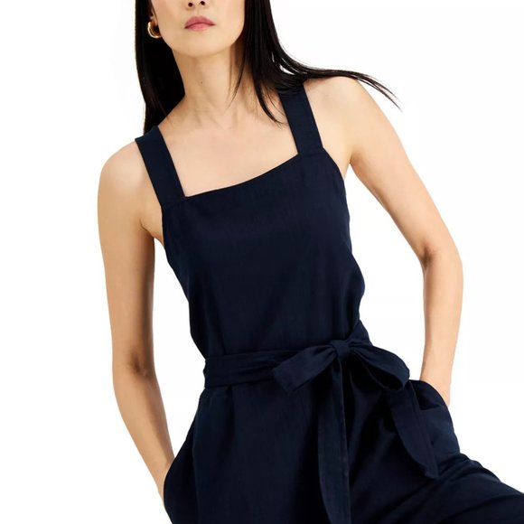 NEW INC Square-Neck Tie-Waist Jumpsuit - Picture 4 of 11